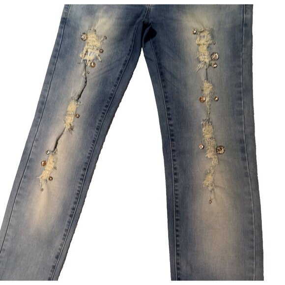 Fairy flowerJeans, BOHO, jewels, lace cream roses, rose gold gems, 28 X 33 c-6 - Picture 7 of 16